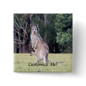 Mother Kangaroo with Baby Joey in Her Pouch Button