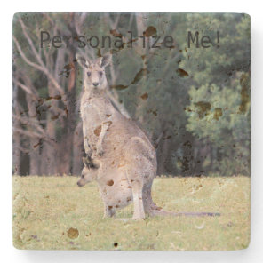 Mother Kangaroo with Baby Joey in Her Pouch Stone Coaster