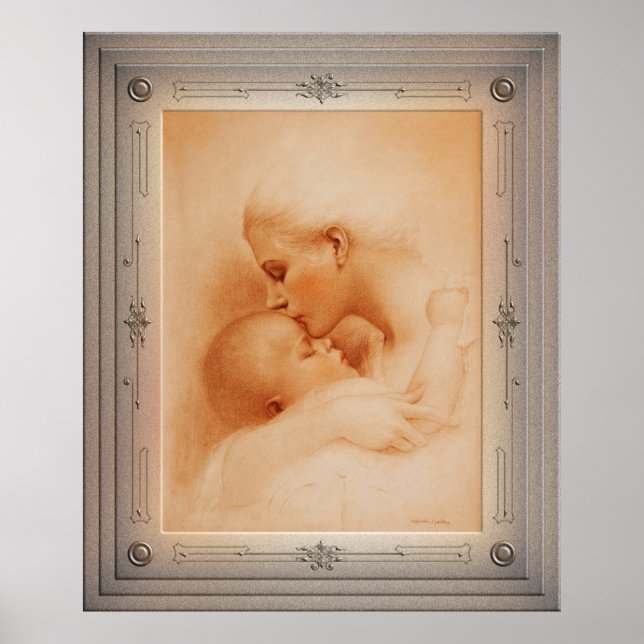 Mother Kissing Her Baby by Charles Gates Sheldon Poster (Front)