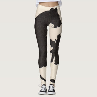 mother lion and cub silhouette leggings