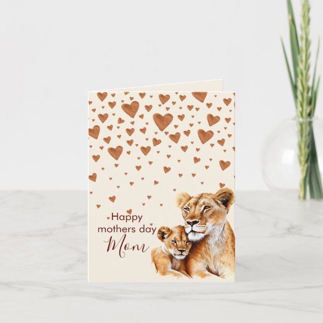 Mother Lion and her baby mother's day  Card (Front)