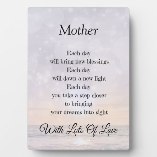 Mother Love and Encouragement Poem Art design Plaque