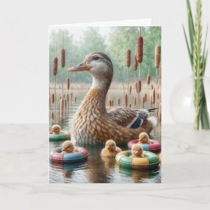 Mother Mallard With Duckling s Card