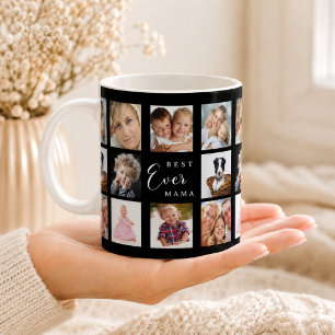 Mother mama photo collage black white coffee mug