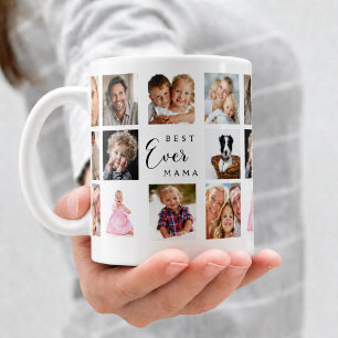 Mother mama photo collage white black coffee mug