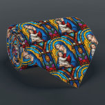 Mother Mary and Baby Jesus Christian Stained Glass Neck Tie<br><div class="desc">blue virgin mother mary,  jesus christ stained glass, circular circle pattern, catholic chuch confirmation, christian religious art, stained glass style art, traditional sacred holy communion, christianity penecost, religious woman religion tiling tiles</div>