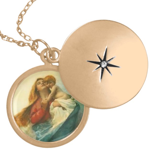 Mother Mary and Baby Jesus Necklace (Front)