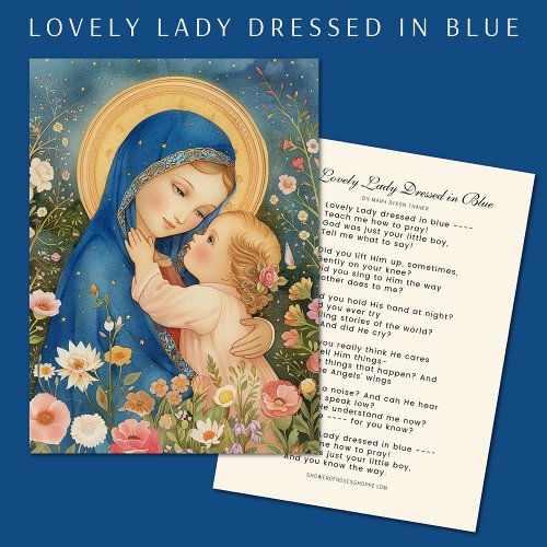 Mother Mary and Child Catholic Poem  Place Card