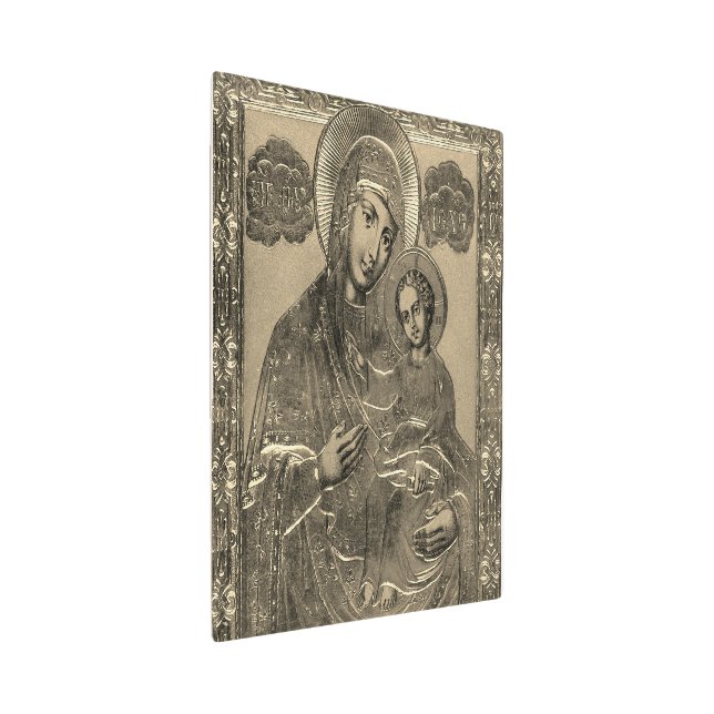 Mother Mary and Jesus Christ Faux Silver Gold Metal Print (3/4)