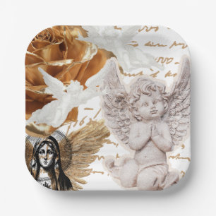 Mother Mary Angel Themed Peaceful And Luxurious Paper Plates