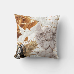 Mother Mary Angel Themed Peaceful And Luxurious Throw Pillow