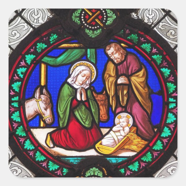 Mother Mary Baby Jesus Stained Glass Stickers (Front)