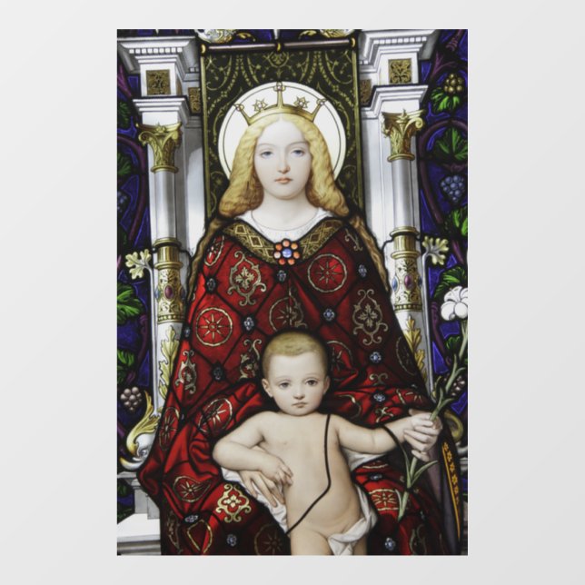 MOTHER MARY (BLOND) BABY JESUS WINDOW CLING (Sheet)