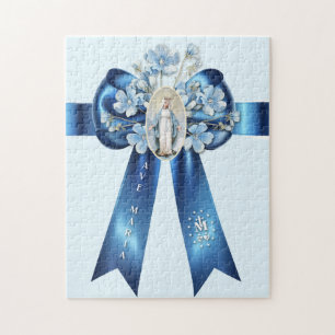 Mother Mary Blue Bow Religious Catholic Jigsaw Puzzle