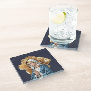 Mother Mary Catholic Christian Home Decor Gift Glass Coaster