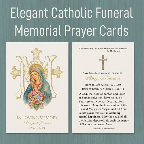 Mother Mary Catholic Funeral Memorial Holy Card _