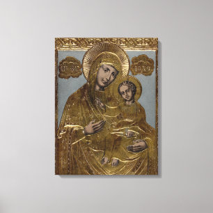 Mother Mary Christ Child Gold Lithograph 1872 Canvas Print