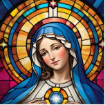Mother Mary Colorful Stained Glass Virgin Mary Cutout<br><div class="desc">This is a graphic printed onto a flat 2D acrylic plastic sheet. For the statuette sculpture, the acrylic figurine is propped up on a little stand which is perfect for religious displays. // - // lady of grace statue, christian virgin mother mary, catholic christianity religious decor, jesus christ family decoration,...</div>