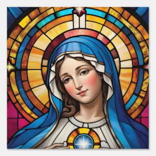 Mother Mary Colorful Stained Glass Virgin Mary Sign