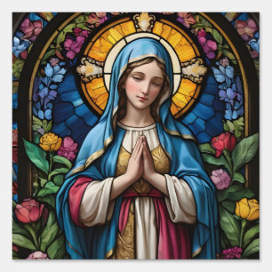 Mother Mary Colorful Stained Glass Virgin Mary Sign