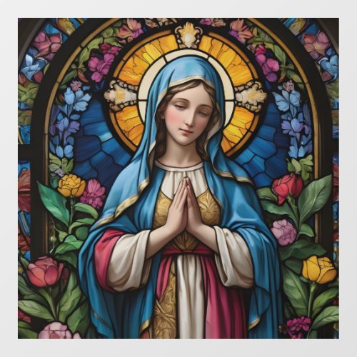 Mother Mary Colorful Stained Glass Virgin Mary Window Cling