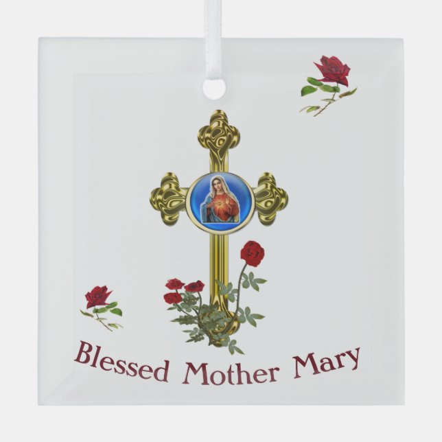 Mother Mary Glass Ornament (Front)