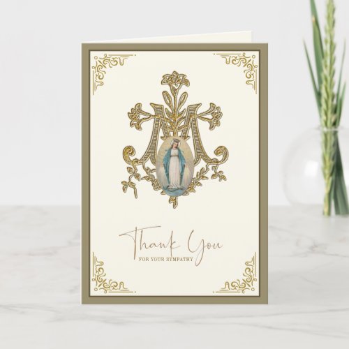 Mother Mary Gold Funeral Memorial Sympathy  Thank You Card