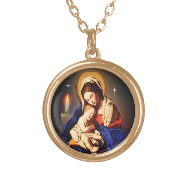 Mother Mary Gold Plated Necklace (Front)