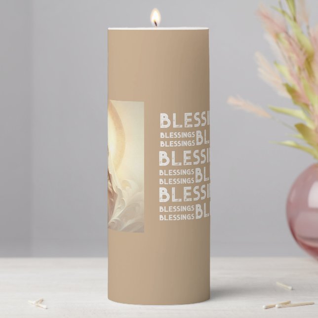 Mother Mary In Soft White Tones Pillar Candle (In Situ)