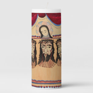 Mother Mary Jesus Christ Thorn Crown art Painting Pillar Candle