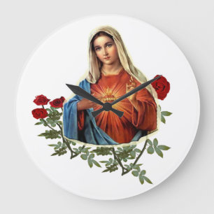 Mother Mary Large Clock