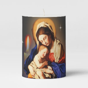 Mother Mary Pillar Candle