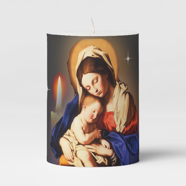 Mother Mary Pillar Candle (Front)