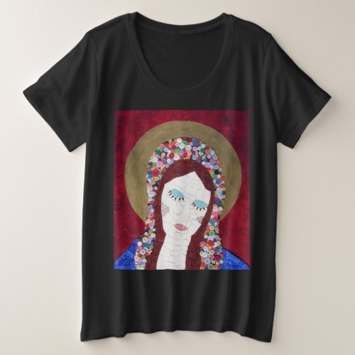 Mother Mary Plus Size T_Shirt on Black