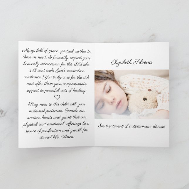 Mother Mary Prayer For Ill Child - Folded Card (Inside)