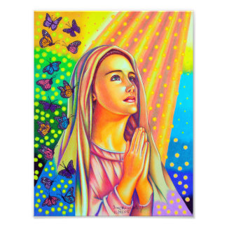 Mother Mary Praying With Light From Above Photo Print