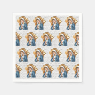 Mother Mary Religious Catholic Christian Baptism Napkins