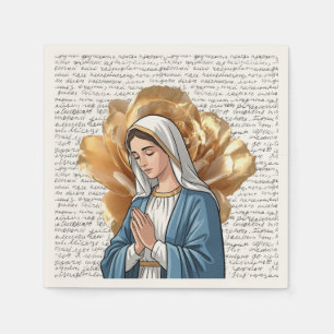 Mother Mary Religious Catholic Christian Baptism Napkins