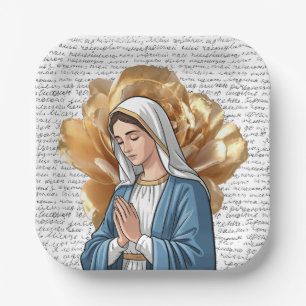 Mother Mary Religious Catholic Christian Baptism Paper Plates