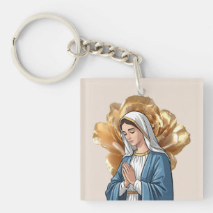 Mother Mary Religious Catholic Christian Faith Keychain