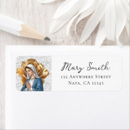 Mother Mary Religious Catholic Customizable Label