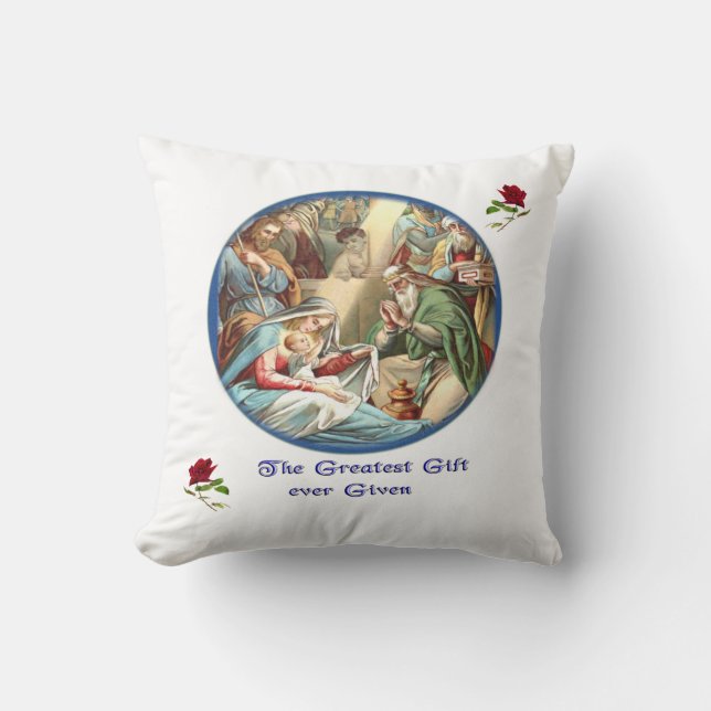 Mother Mary Throw Pillow (Front)