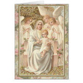 Mother Mary w Jesus and Angels Card Pastel Roses! (Front)