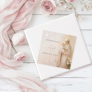 Mother Mary with Baby baptism Favor Tags