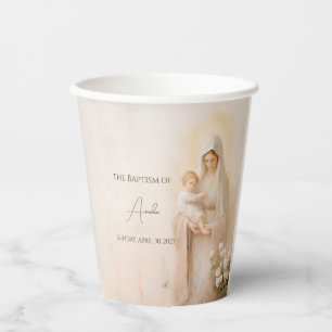 Mother Mary with Baby baptism Paper Cups