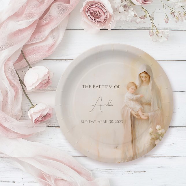 Mother Mary with Baby baptism Paper Plates (Creator Uploaded)