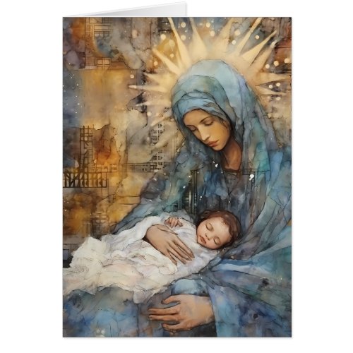 Mother Mary with Baby Jesus Christmas Card