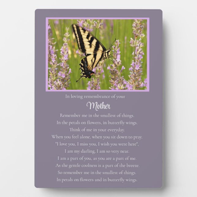 Mother Memorial with Butterfly and Spiritual Poem Plaque (Front)