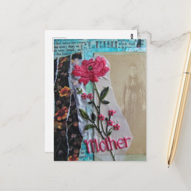 Mother Mixed Media Collage Postcard (Front/Back In Situ)