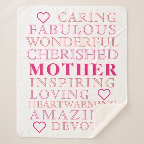 Mother Modern Typography Pink Heart Sherpa Blanket